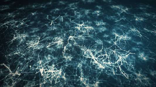 由亮点绘制的线条最终会在蓝色背景上创建电路板的抽象图像它可能代表电子连接通信未来技术3d插图图片