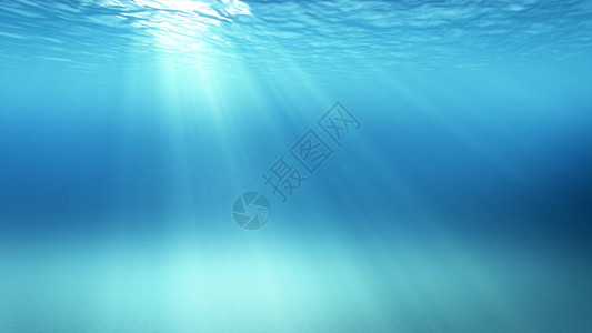 3d插图水下场景气泡漂浮阳光普照图片