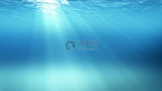 3d插图水下场景气泡漂浮阳光普照图片
