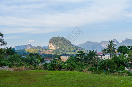 泰国楠的绿色山谷和雾图片