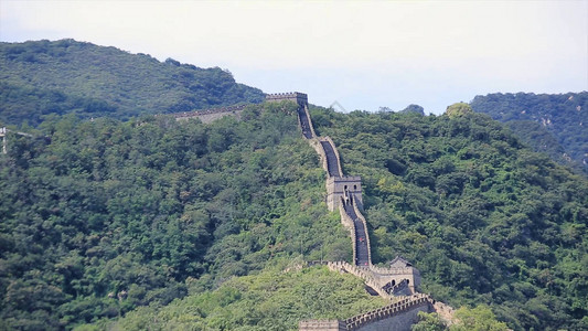 长城在夏天与美丽的天空图片