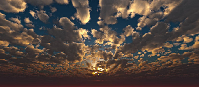 天空中的日落全景图片