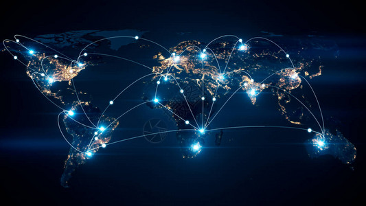全球业务概念的连接和信息传输在世界3d插图图片