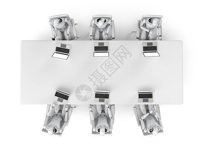 3D机器人在办公室或会议区域用笔图片