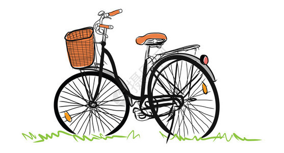 手绘自行车插图图片