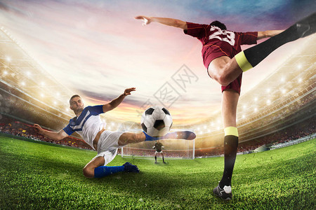 足球前锋用杂技踢球3d渲染图片