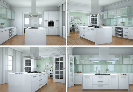 3d说明现代厨房的四种观图片