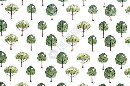 无缝绿树图案背景树设计元素图片