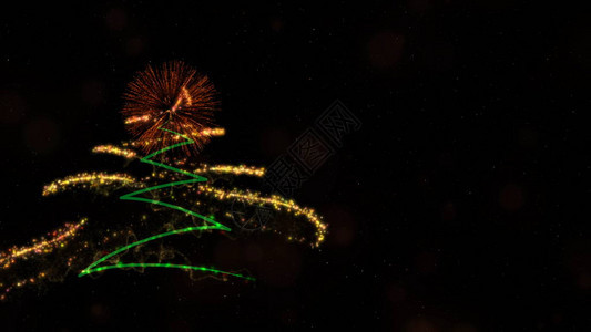 圣诞和新年主题包括松树烟花以及和阴暗黑背景图片