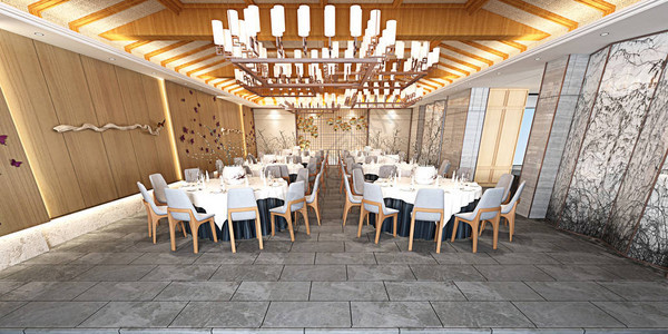 3d渲染现代家具餐厅内部图片