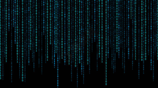 计算机屏幕上的01或二进制数在监控矩阵下的数字数据代码中的黑客或技术概念抽象插图背景图片