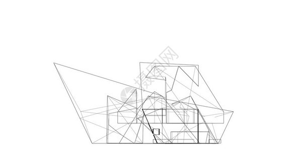 抽象建筑素描3D插图背景图片