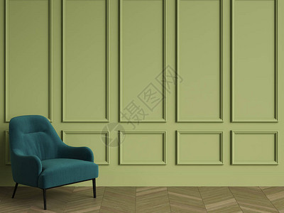 经典室内的绿色扶手椅图片