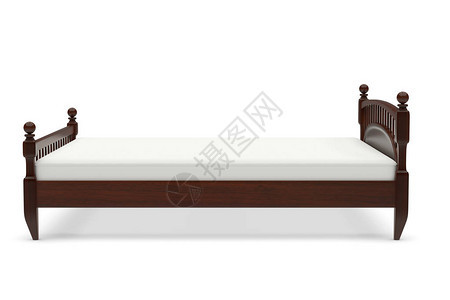 现代优雅木床的3d插图图片