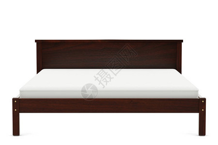 现代优雅木床的3d插图背景图片