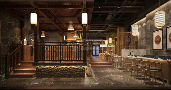 咖啡馆餐厅的3d渲染图片