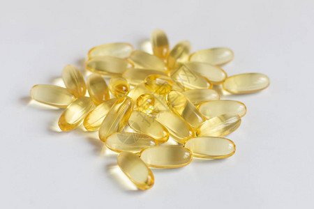 白底鱼油维生素Omega3的胶囊健康离图片