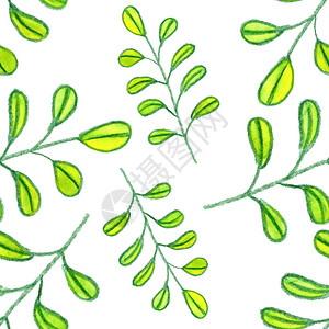 绿色黄色树枝草叶绘画型样的纺图片