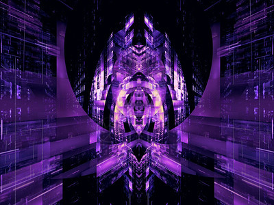 抽象的紫色宫殿或宇宙飞船计算机生成的3d插图分形艺术图片