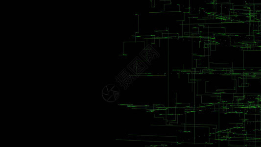 3D插图3D渲染抽象几何背景绿线技术建筑设计图背景图片