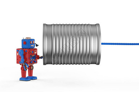 通信技术概念3D制成机器人持有锡图片