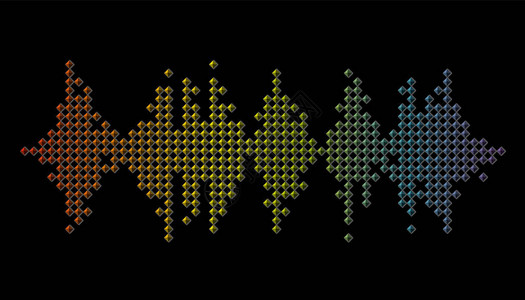 3D彩虹脉动音乐播放器黑色背景上音频多彩的图片