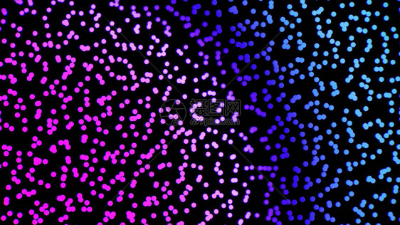 黑色背景上的抽象彩色流动小颗粒圆形图片