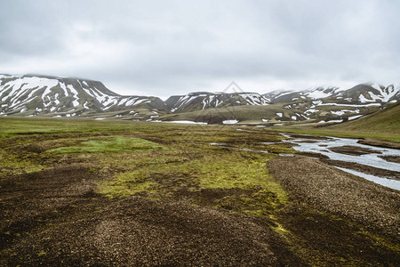 Landmannalaugar超现实自然景观的景观在冰岛高原图片