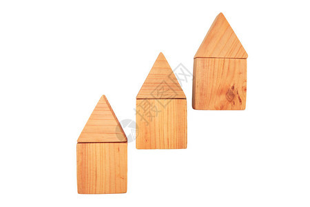 孤立背景上的木屋组攀爬木屋作为儿童发展玩具建筑或装饰的概图片