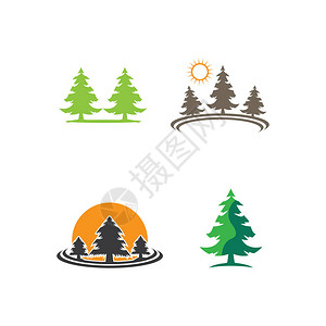 山水插画松树标志插画矢量设计背景