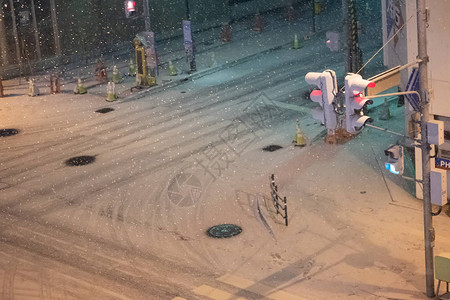 在日本Chitose市冬季夜间大雪倒塌图片