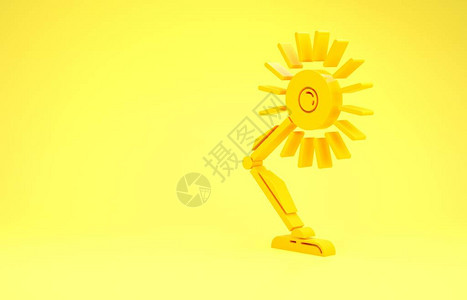 黄色台灯图标隔离在黄色背景上台灯极简主义概念3d插图图片