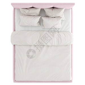 双张床有软粉红色织物装饰和白图片