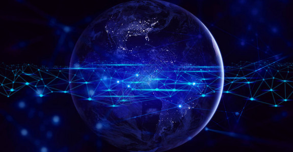 全球地与数据人工智能网络技术互联网络与未来主义风格图片