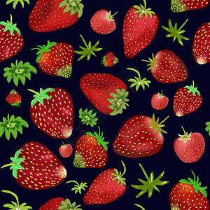 手绘草莓无缝图案黑色森林或花园草莓绘图适用于壁纸印刷品纺织品甜点菜单图片