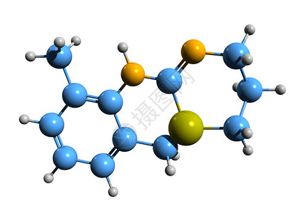 3DXylazine骨骼配方与白底隔离的兽医麻醉剂图片