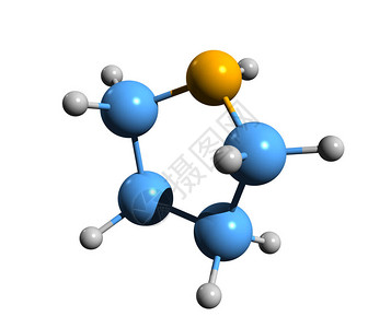 Pyrrolidine骨骼配方白底分离的四氢热聚体分子化学图片