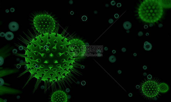 Covid19nCoV概念具有长天线的球形抽象细菌或细胞电晕图片