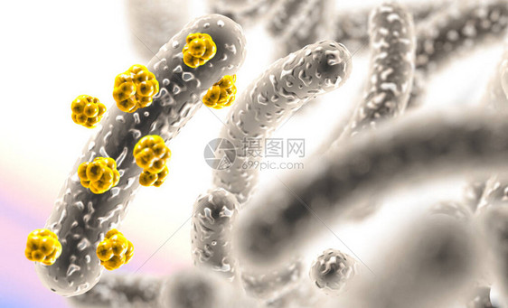 或传染细胞显微图像的3d插图微生物和细菌有机体生物图片