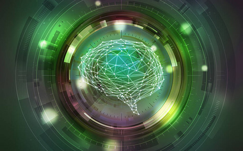绿色智能人造大脑母计算机图片
