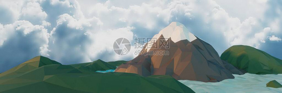 具有山树和云的自然其日落背景最小全景图片