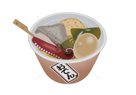 鱼饼炖Oden的插图贴纸上字母的含义是Oden图片