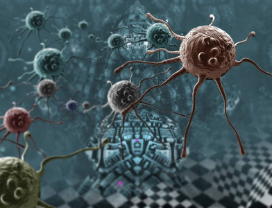 人体癌细胞的数字3D插图图片