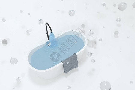 卡通浴缸有白色背景3D造影图片