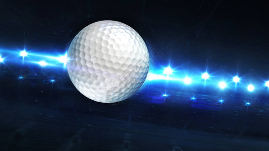 白色高尔夫球和闪光点后面的飞行3D数字显示用于背景用图片