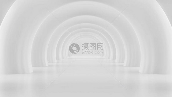 白色抽象背景圆形干净的白色建筑曲线形状它是未来3d插图中的创意图片