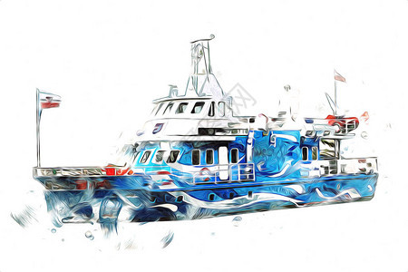 在码头停泊的帆船港口艺术背景图片