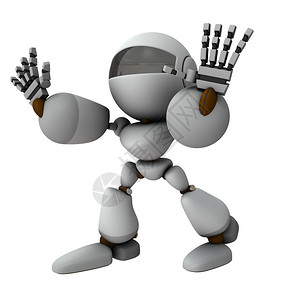 一个人工智能机器人双手伸出来拒绝它3D造影白色背图片