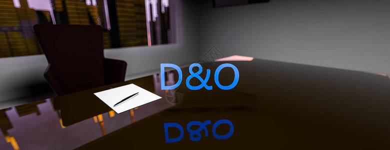 丹多董事和高级职员责任保险概念主任办公室有一张大桌子和窗外的摩天大楼图片