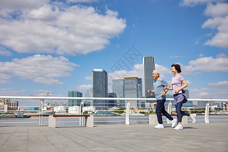 都市公园老年人都市晨跑背景